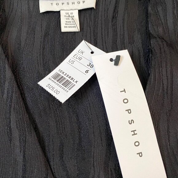 TOPSHOP Jacquard Wrap Midi Dress Black Dressy Formal Cocktail Party Size 6 NWT - Picture 4 of 10
